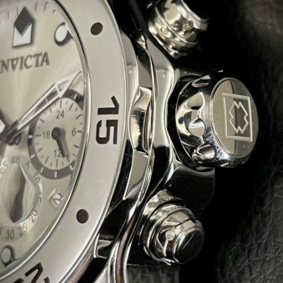 NEW Invicta 0071 Pro Diver SCUBA CLASSIC 48MM Chronograph ALL SILVER SS Watch - Picture 5 of 13